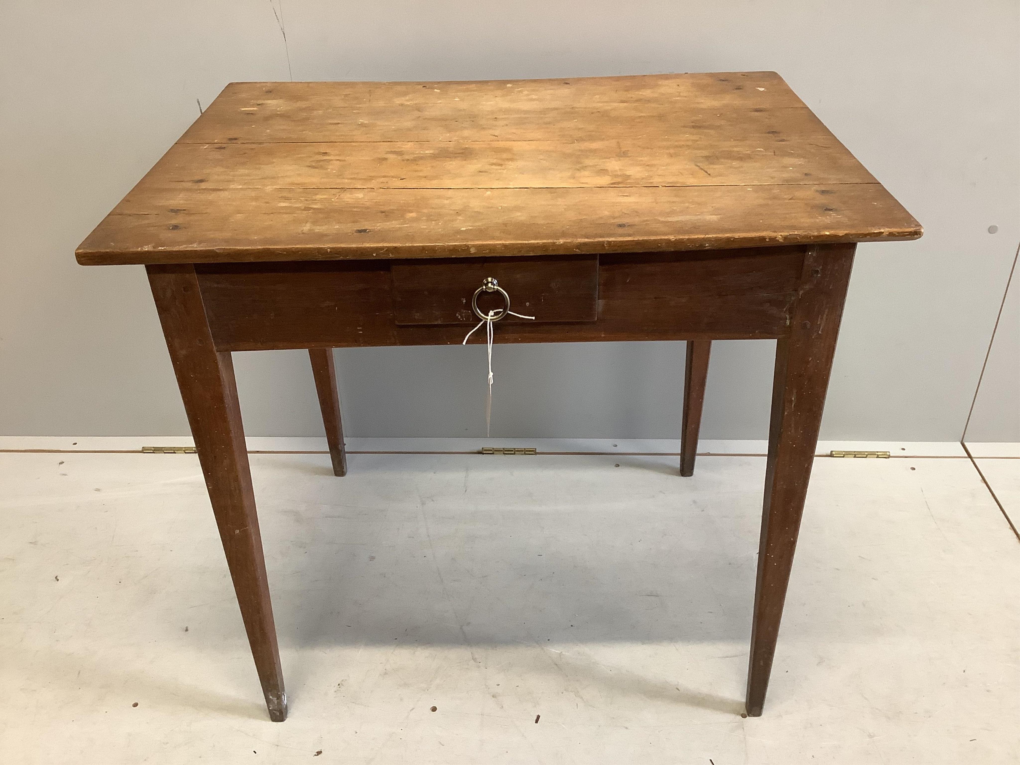 A 19th century French side table, width 80cm, depth 59cm, height 74cm. Condition - fair